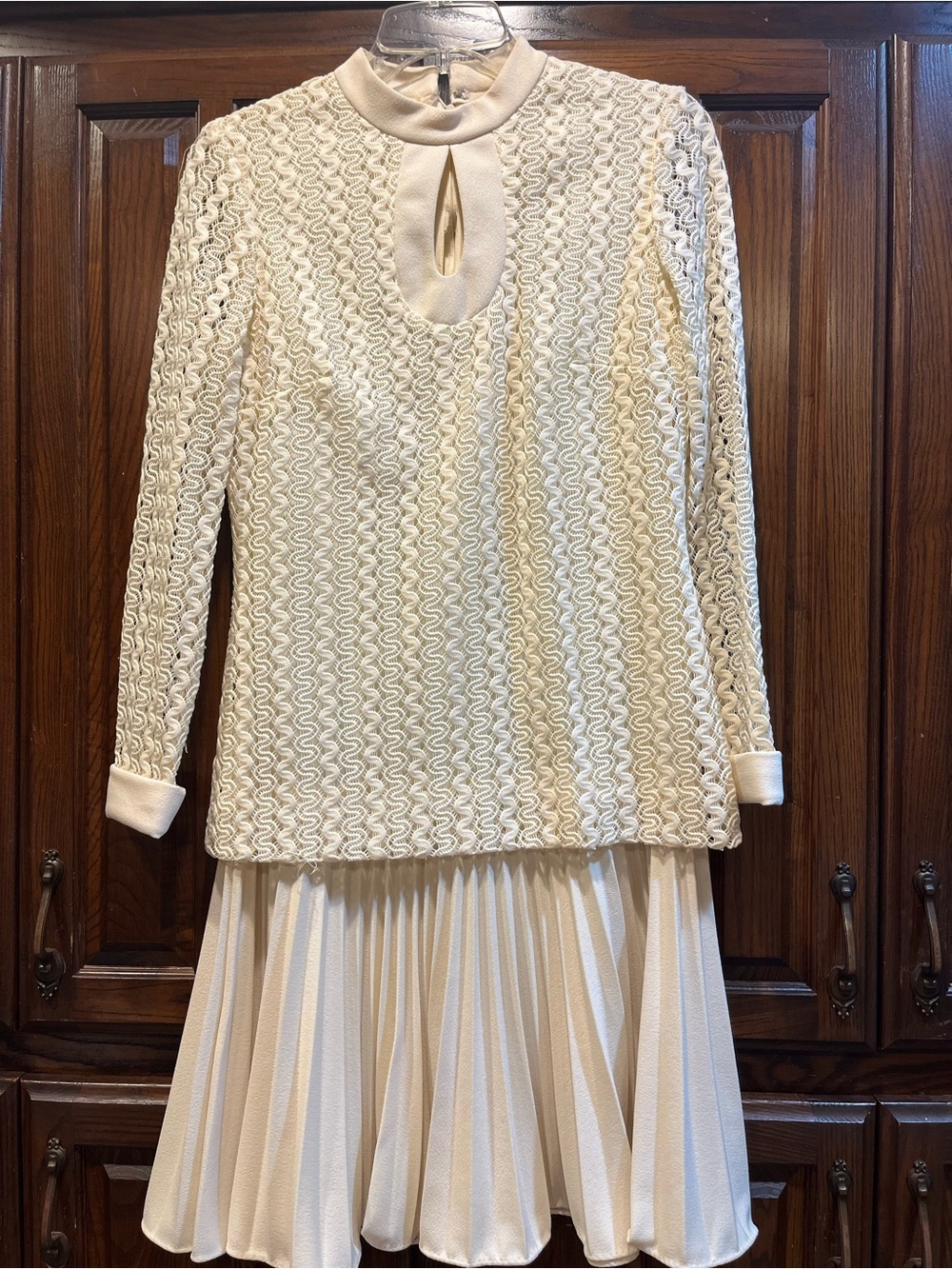 Elegant Cream Long-Sleeve Dress